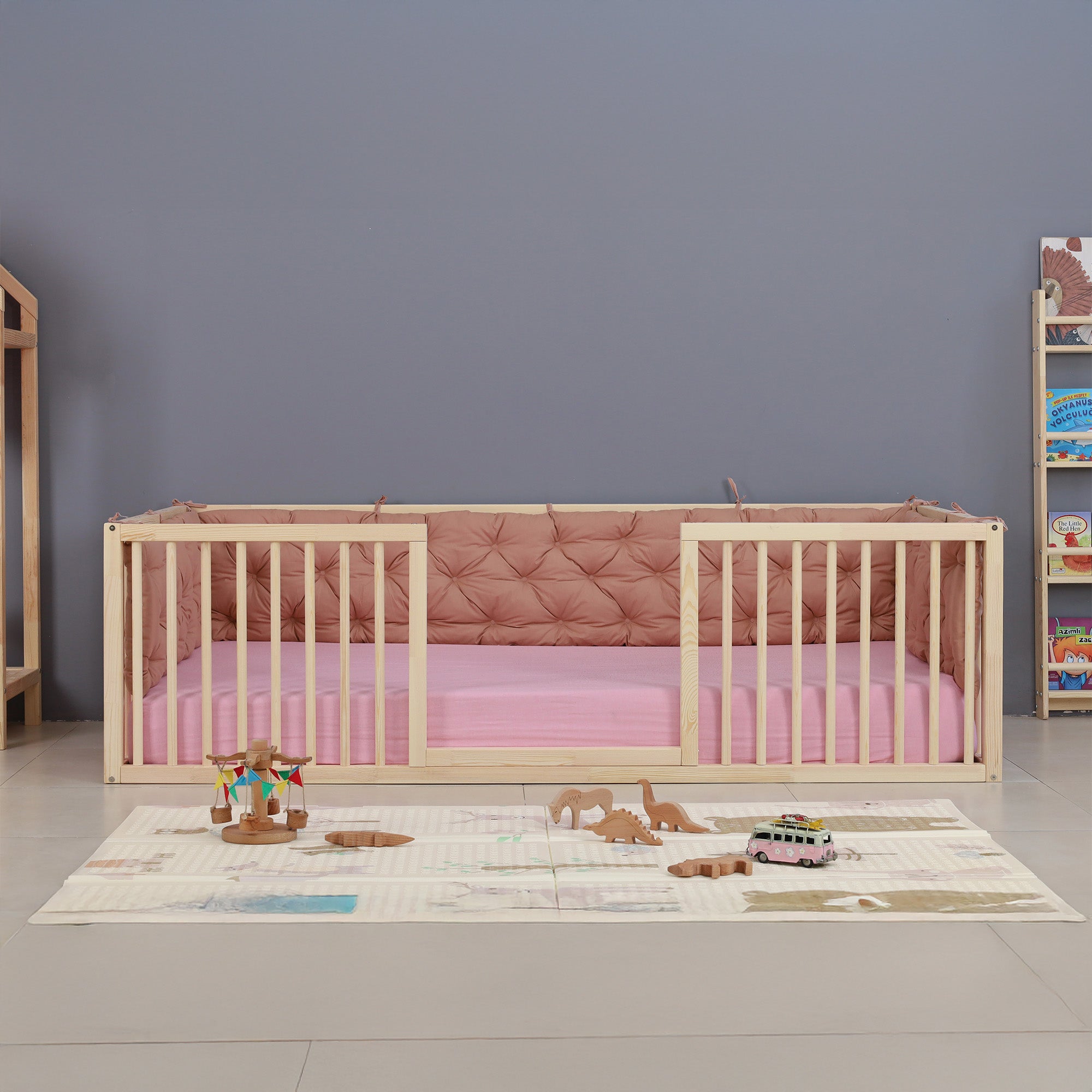 Helios - Montessori Floor Bed with Cylindrical Railings